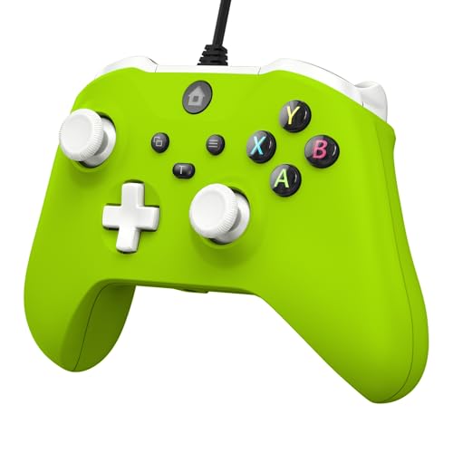 Kamylorus Wired Controller for X-BOX ONE, Gaming Controller with Turbo Function, Dual Vibration, 3.5mm Headphone Jack, Compatible with X-BOX Series X|S(Green) - color: White Green
