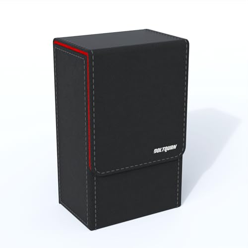Black Tarot Card Holder with Red Interior; Fold Top Tarot Card Box Case with Magnetic Lid Closure; Fits Standard Tarot Card Deck; Holder Measures Standard Size 5.39 x 3.38 x 2 In (137*86*51mm) (Red) - color: Red
