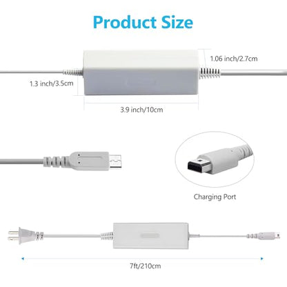 Charger for Wii U Gamepad, AC Power Adapter Charging Cord Replacement for Nintendo Wii U Gamepad