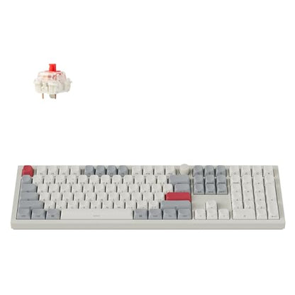 Keychron Q6 Max QMK/Launcher Wireless Bluetooth/2.4 GHz/USB-C Wired Custom Mechanical Keyboard, Full Size Programmable Knob RGB Backlit Hot-Swappable Gateron Red Switch for Mac Windows Linux - White - color: Hot-swap Red Switch
