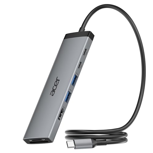 Acer 8 in 1 USB C Hub 10Gbps, USBC to HDMI Adapter 4K@60Hz for Laptop/Mac | Type C Multiport Splitter with 2×USB C 3.2 & 2×USB A 3.0 Data Transfer, 100W Max PD Port, SD/TF Card Reader, 2ft - size: 2ft