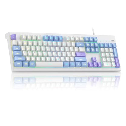 MageGee Creamy Keyboards,K2 Classic Keyboard Wired RGB Backlit 104 Keys Waterproof Ergonomic Keyboard,PC Keyboards for PC/loptop/MAC - Lris Violet - color: Lris Violet