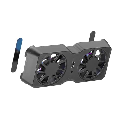 Clip‑On Cooling Fan for Handheld Gaming 丨 Dual 45mm Turbo Blades 丨 6000RPM Max 丨 3‑Speed Magnetic Cooler 丨 Lightweight Black
