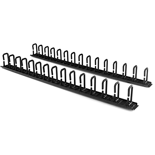 StarTech 40U Vertical Server Rack Cable Manager, 2-Pack 3ft (CMVER40UD) | 2-pack 20U network rack cord manager panels, D-ring hooks, 30 integrated D-rings, 2x 3ft (91cm) wire organizers, 19in rack - style: 20U 2-pk Vertical