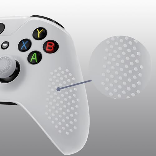 eXtremeRate PlayVital Soft Anti-Slip Glow in Dark - Green Silicone Controller Cover Skins and Black Thumb Grips Caps Protective Case for Xbox One X S Controller - color: Glow in Dark - Green