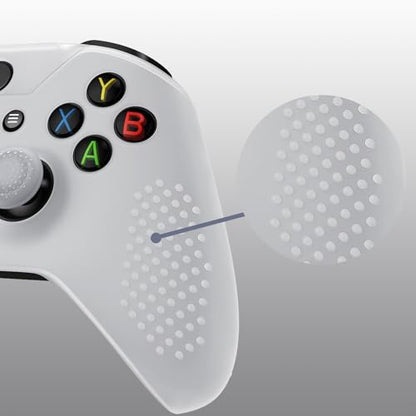 eXtremeRate PlayVital Soft Anti-Slip Glow in Dark - Green Silicone Controller Cover Skins and Black Thumb Grips Caps Protective Case for Xbox One X S Controller - color: Glow in Dark - Green
