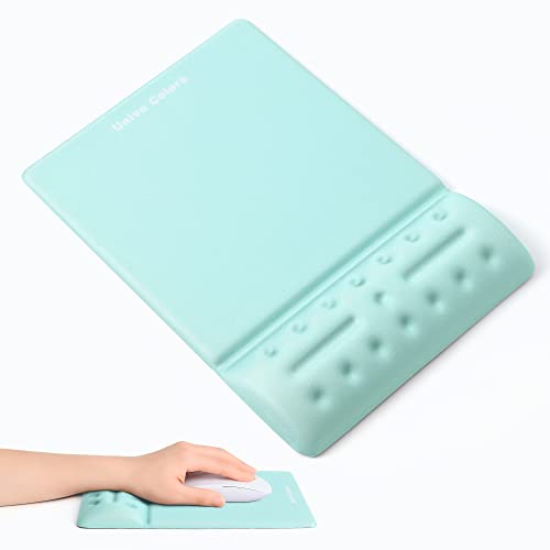 Turquoise Green Mouse Pad with Wrist Support Ergonimic Wrist Rest Gel Wrist Pad for Mouse Computer Laptop Desk Office Gaming Desktop Non-Slip Base Soft Memory Foam Fiber Gel Rest - color: MW_Light Green