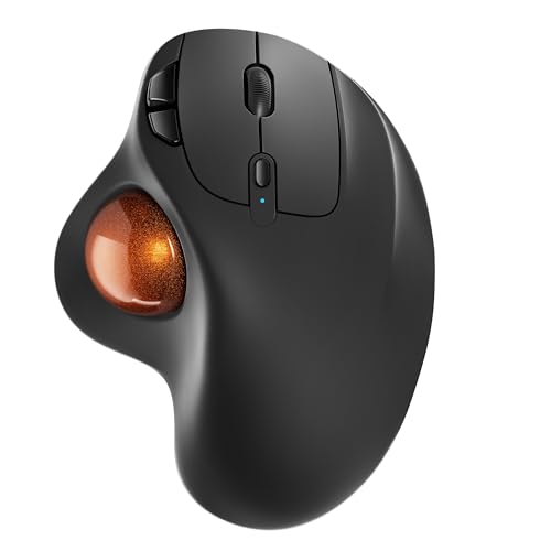 Nulea M501 Wireless Trackball Mouse Ergonomic Thumb Control, 4 DPI Levels | Rechargeable rollerball mouse with Bluetooth USB receiver,3 device use,smooth tracking,compatible with PC Mac Windows-Orange - color: H-DOrange