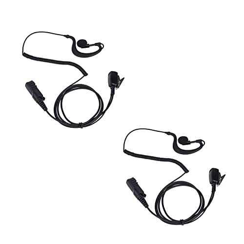 Xpr 3500e G Shape Earpiece Headset Mic PTT, 2 Pack | G-hook earpiece with PTT mic; PU cable. Fits Motorola XPR3500e, XPR3300e, XPR3000 MOTOTRBO radios