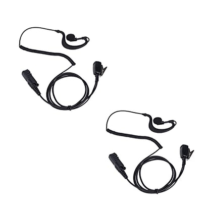 Xpr 3500e G Shape Earpiece Headset Mic PTT, 2 Pack | G-hook earpiece with PTT mic; PU cable. Fits Motorola XPR3500e, XPR3300e, XPR3000 MOTOTRBO radios