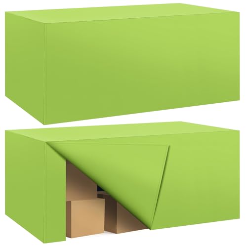 Ascoza 2 Pack Fitted Tablecloth for 8 Foot Rectangle 96 x 30 Inch Apple Green Table Covers Water Resistant Polyester Cloth for Folding, Parties,Display, Trade Show (Apple Green) - color: Apple Green, size: 8FT