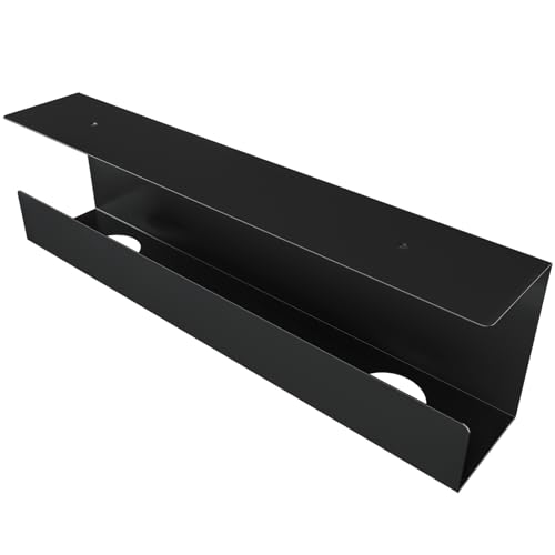 Cable Management Under Desk,17 inch Cable Management Tray | Power Strip Holder,Cord Organizer,Wire Management for Office and Home, Black