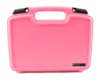 CASEMATIX Miniature Storage Hard Shell Miniature Figure Case - 30 Slot Figurine Minature Carrying Case with Customizable Foam for Large Miniatures for Warhammer 40k, DND and More, Pink Shell