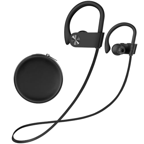 Bluetooth 5.3 Headphones, Wireless Sports In-Ear Earbuds IPX7 Waterproof | 16 Hours Playtime, Sweatproof Stereo Earphones with MIC, Noise Cancelling Headsets for Gym Running Workout, Clear Sound - color: Black