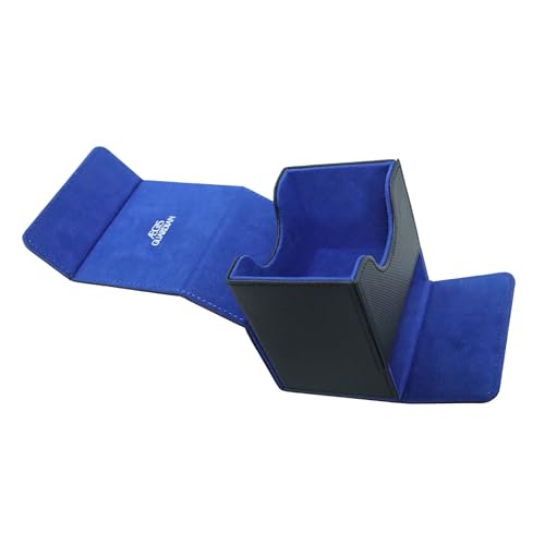 AEGIS GUARDIAN Card Deck Box with Dice Tray for MTG Cards, Commander Deck Box fit 150+ Sleeved Cards, PU Leather Card Storage Box Strong Magnet Deck Game Case for TCG CCG, Black and Blue - color: 9-2
