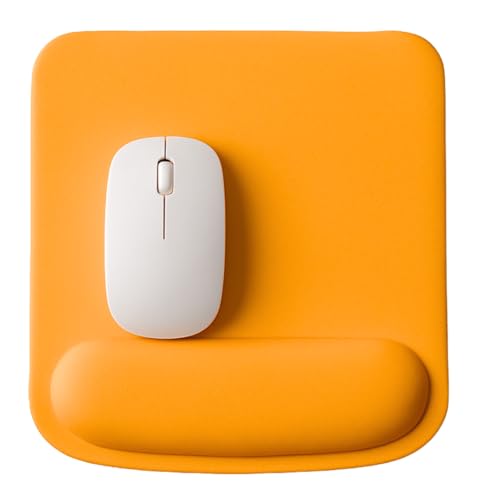 Ergonomic Memory Foam Mouse Pad with Wrist Support, Orange, Ultra-Smooth Surface, Anti-Slip Base (Orange, Medium) - color: Orange