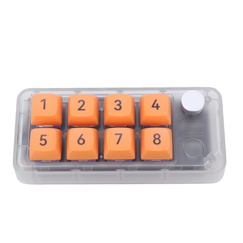 Wired USB C Numeric Keypad, 8 Keys Programmable One Handed Macro Mechanical Keyboard with Knob, for Tablet Laptop Desktop (Transparent) - color: Transparent