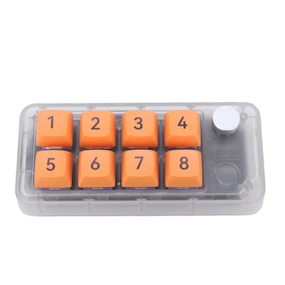 Wired USB C Numeric Keypad, 8 Keys Programmable One Handed Macro Mechanical Keyboard with Knob, for Tablet Laptop Desktop (Transparent) - color: Transparent