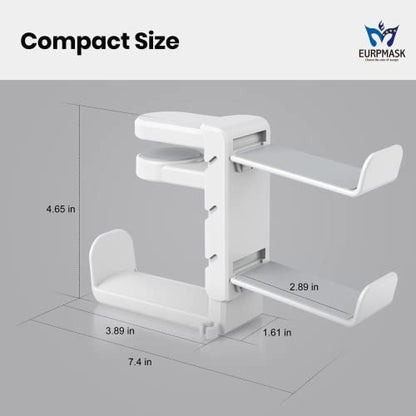 3-in-1 Headset&Controller Holder - EURPMASK Upgraded PC Gaming Headset Stand, Adjustable Clamp-on Headphone Holder,Headphone Controller Hook Under Desk w/ 360 Degree Swivel&Cable Clip Organizer-White - color: White Pro
