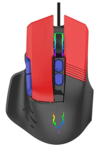 Econo EliteForce 9D Gaming Mouse Wired USB Gaming Mouse with Optical Mouse Switches 8 Programmable Buttons, Adjustable RGB Modes 12000 Dpi for PC/Mac/Laptop Gamer Polling Rate 1000Hz