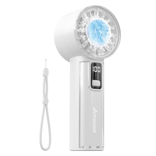 AMACOOL Handheld Fan with Ice Cooler, Mothers Day Gifts for Mom Her Women Girl, Mini Portable Cooling Fan, Small Yet Powerful, Personal Hand Fans for Men Travel Essentials Beach Outdoor Makeup - color: White, style: With Ice Cooler