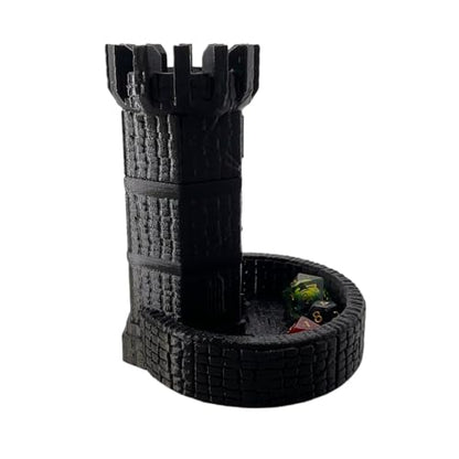 Castle Retro DND Dice Rolling Dice Tower Dungeons and Dragons Dice Jail D&D Accessories (Random 7PCS D20 Dice Set Included) Black