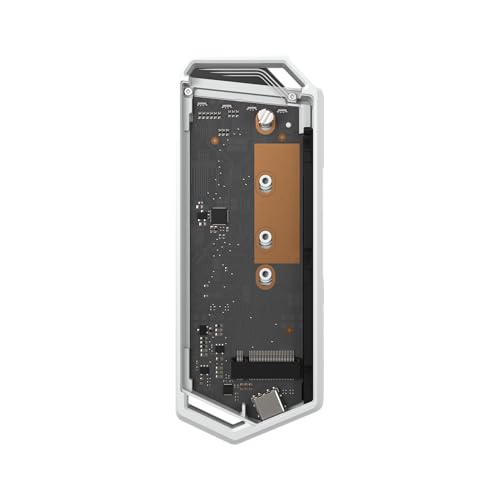 ASUS ROG Strix Arion White M.2 NVMe SSD Enclosure-USB3.2 Gen 2x1 Type-C (10Gbps), Dual USB-C to C & USB-C to A, Screwdriver-Free, Fits PCIe 2280/2260/2242/2230 M Key/B+M Key, 1 Year Warranty - size: White|up to 10Gbps, style: ROG Arion