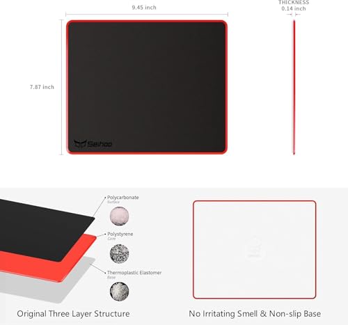 Mouse Pad, Resin Hard Surface Mouse Mat Polymer Silicone Bottom Gaming Mousepad No Smell Waterproof for Games, Office 24 x 20cm (9.5 x 7.8in) - size: S: 9.5 x 7.8 in