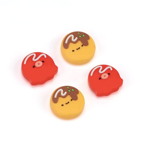 GeekShare Cute Thumb Grip Caps Compatible with Switch / OLED / Switch Lite ,Soft Silicone Joystick Rocker Cover,4PCS- Takoyaki - color: Takoyaki