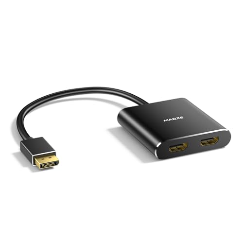4K@60Hz DisplayPort to Dual HDMI Adapter – Display Port to 2 HDMI Splitter, MST Dual Monitor Splitter for Computer Laptop Graphic Card,PC,Windows