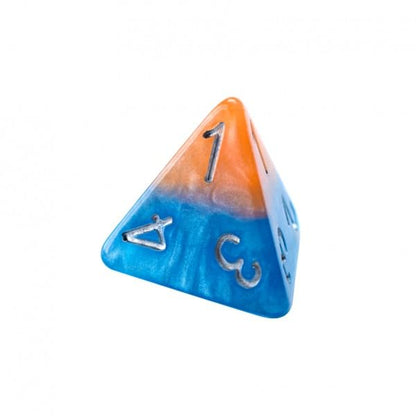 Gate Keeper Games and Dice: Halfsies Dice: Fire & Dice - 7pc Set, Flame Orange & Frost Blue, Pearlescent Swirl, 7 Resin Dice for Role Playing Games - style: Fire & Dice