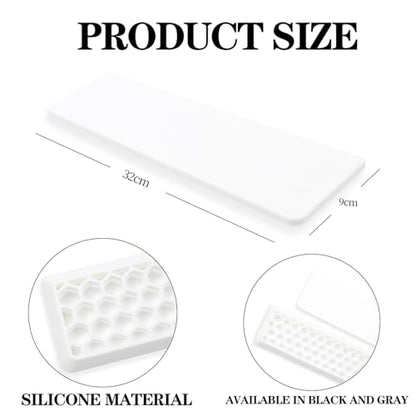 Ergonomic 75% Keyboard Wrist Rest-12.8" Silicone Non-Slip Keyboard Hand Rest, Relief of Hand Pain(White) - color: White