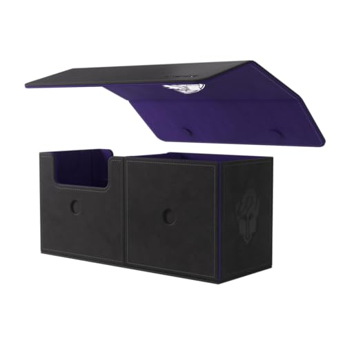 Gamegenic The Academic 133+ XL Premium Deck Box - Double-Sleeved Card Storage, Card Game Protector, Holds Up to 122 Cards Plus Game Accessories, Black/Purple Color