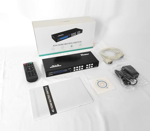 4K HDMI Matrix Switch 4x4, HDMI Matrix Switcher/Splitter 4 in 4 Out with Backlit Button, Support 4K@30Hz 4:4:4, IR Remote & RS232 Control, HDCP, EDID, RGB, YUV(Downscale 4K & 1080P Together) - size: 4 in 4 out