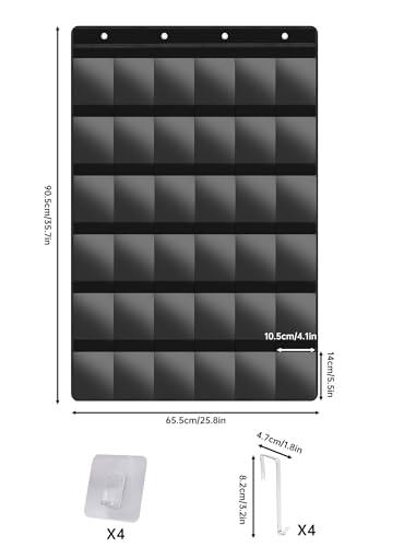 NiHome 36 Slot Graded Card Display Case - Sports Card Wall Frame, PVC Black | Fits PSA 35PT Baseball, Football & Trading Slabs, Foldable Oxford Fabric, Door Hooks Included, Collector Gift