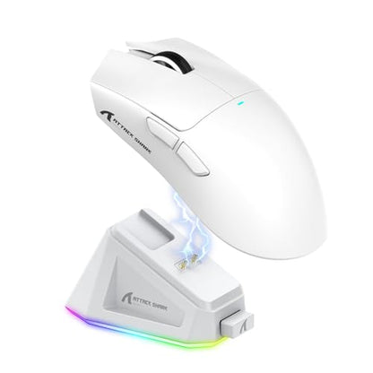 ATTACK SHARK X11 59g Lightweight Wireless Gaming Mouse,RGB Magnetic Charging Dock,PixArt PAW3311 Gaming Sensor,Tri-Mode-BT/2.4G Wireless/Wired Mouse,22000 DPI,5 Programmable Buttons for Pc/Mac(White) - color: white