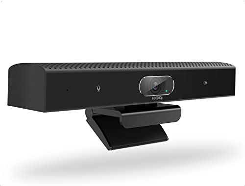 Conference Room Camera, 3-in-1, 1080p Full HD Webcam with Microphone and Speaker, USB Plug and Play, Wide Angle Video Conference Camera for Desktop, Laptop, Mac, PC (Black)