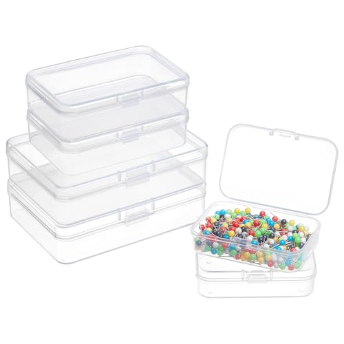 BENECREAT 12 Pack 3 Mixed Sizes Rectangular Clear Plastic Bead Storage Box with Flip-Up Lids for Small Items and Crafts Projects Organization - color: 3 Size, size: 3 Size-1