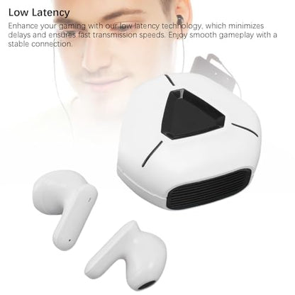 ASHATA Wireless Earbuds, 5.2 Gaming Headphones with Low Latency Noise Cancelling, Lightweight Ergonomic Design for Android iOS
