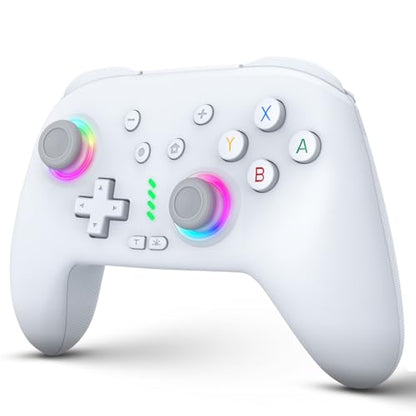 ZRZLMVP Wireless Switch Controllers for Nintendo Switch/OLED/Lite/Switch 2 | 1000mAh Rechargeable Switch Pro Controller with 9 Colors LED Light, Switch Control with Wake Up,Turbo,Vibration,6 Axis Gyro - color: Offwhite