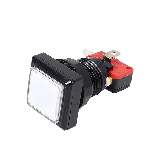 EG Starts 10x Arcade Square Shape LED Illuminated Push Button with Micro Switch Compatible for Arcade Machine Gaming Video Game Consoles Jamma Kit Parts 12V Lamp 33mm Buttons ( White Colour )