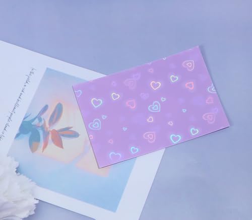 ONLYKXY 100pcs Soft Clear Plastic Heart Glitter Bag Storage Pouch Laser Sleeve Cover Pocket Holder Holographic Photo Protector Top Loader for 3in Trading Card Coin Jewelry (Purple) - color: Purple