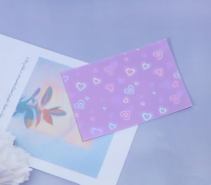 ONLYKXY 100pcs Soft Clear Plastic Heart Glitter Bag Storage Pouch Laser Sleeve Cover Pocket Holder Holographic Photo Protector Top Loader for 3in Trading Card Coin Jewelry (Purple) - color: Purple