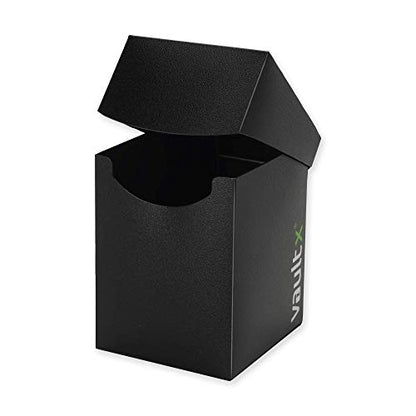 Vault X Large Standard Deck Box with 150 Black Sleeves, fits 100+ Sleeved Trading Cards (Black) - color: Black