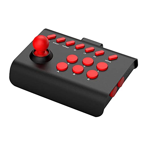 Arcade Fight Stick Joystick For PS4/PS3/PC,Game Controller Fighting Joystick with Turbo & Macro Functions (black red) - color: black red