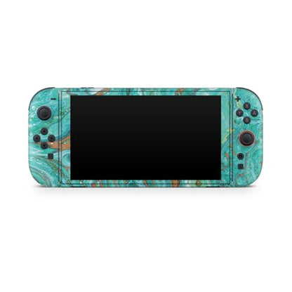 Glossy Glitter Gaming Skin Compatible with Nintendo Switch 2 Console Only - Turquoise Ripple - Premium 3M Vinyl Protective Wrap Decal Cover - Easy to Apply | Crafted in The USA by MightySkins - color: Turquoise Ripple, size: Switch 2 Console Skin Only, st