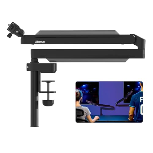 ULANZI ZJ05 Premium High-Low Profile 2-in-1 Design Microphone Boom Arm with Ballhead Cold Shoe Fully Adjustable, with Cable Management Channels, Desk Clamp for Podcast Streaming Gaming Studio