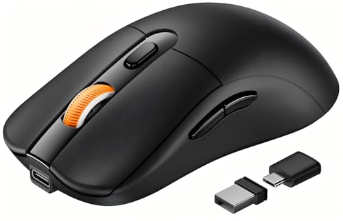 ProtoArc EM15 USB C Mouse, Bluetooth Wireless Mouse for MacBook, Black | 68g Ultra-Light, Ergonomic Design, Dual Receivers (Type-C & USB-A), Rechargeable Portable Mice for Laptop, iPad, Tablet - color: Black