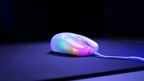 Xtrfy MZ1, Ultra-Light Wired Gaming Mouse, Cutting-Edge Pixart 3389 Sensor, Unique Shape for Optimum Aim, Adjustable RGB Lighting, White Rail Edition
