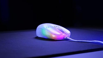 Xtrfy MZ1, Ultra-Light Wired Gaming Mouse, Cutting-Edge Pixart 3389 Sensor, Unique Shape for Optimum Aim, Adjustable RGB Lighting, White Rail Edition